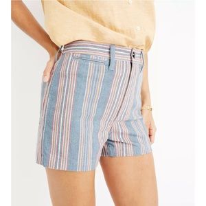 Madewell Emmett Rainbow stripe denim shorts